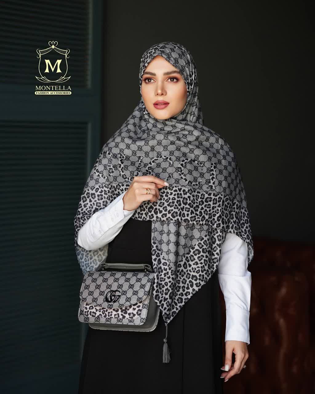 ست کیف و روسری زنانه طرح گوچی ببری رنگ طوسی با کیف دسته چرمی کیفیت عالی با ارسال رایگان کد mo502