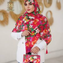 ست کیف و روسری زنانه طرح گل سیمارو برند مونتلا با کیف دسته چرمی کیفیت عالی با ارسال رایگان کد mo503