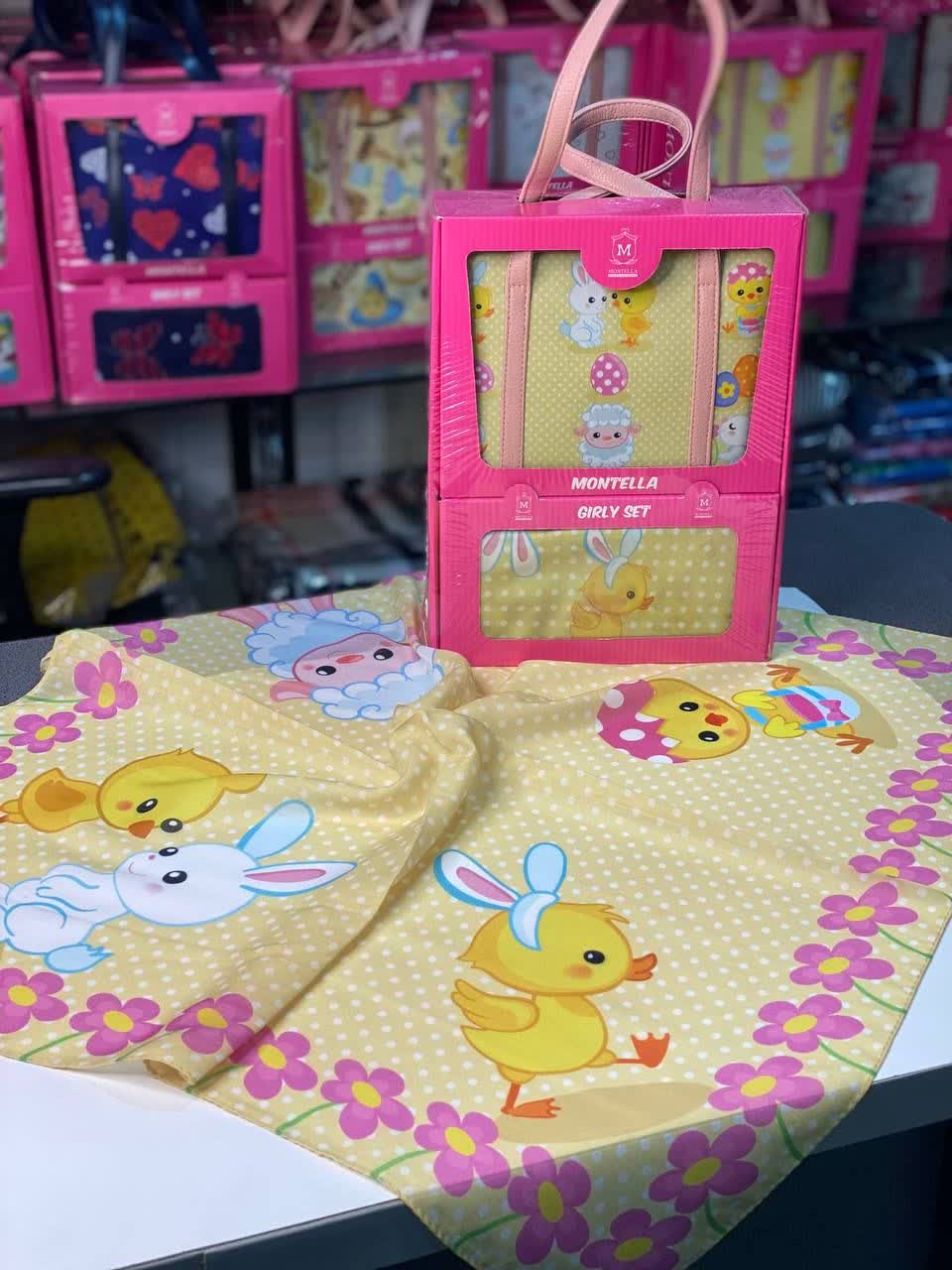 ست کیف و روسری دخترانه طرح عروسکی رنگ زرد با ارسال رایگان کد mo566