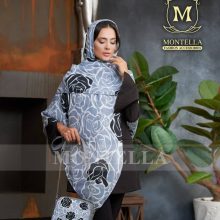 ست کیف و روسری زنانه طرح رز طوسی گل مشکی با کیف کوچک کیفیت عالی با ارسال رایگان کد mo578