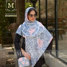 ست کیف و روسری زنانه طرح رز طوسی گل صورتی با کیف کوچک کیفیت عالی با ارسال رایگان کد mo577