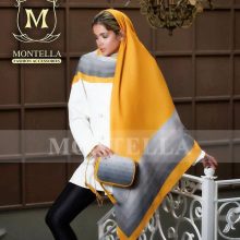 ست کیف و روسری زنانه طرح طیفی طوسی زرد با کیف کوچک کیفیت عالی با ارسال رایگان کد mo574