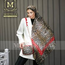 ست کیف و روسری زنانه طرح پلنگی رنگ قهوه ای با کیف کوچک کیفیت عالی با ارسال رایگان کد mo572