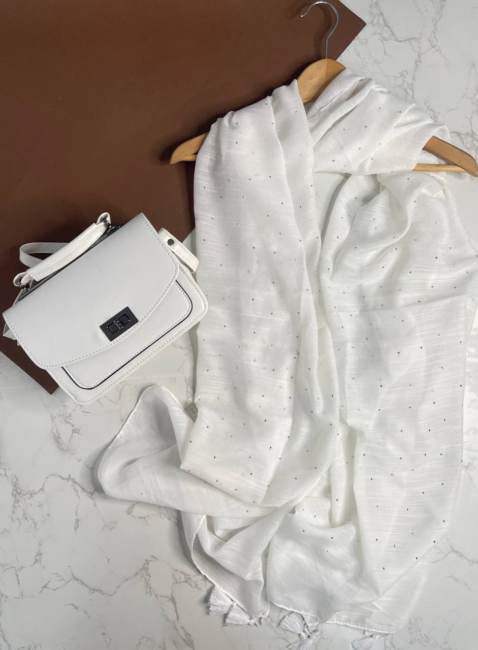 ست کیف و شال زنانه طرح ساده رنگ سفید جدید کیفیت عالی با ارسال رایگان کد mo627