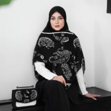 ست کیف و روسری زنانه طرح بته جقه رنگ مشکی جدید کیفیت عالی با ارسال رایگان کد mo619