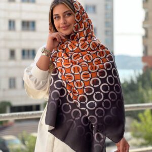 شال زنانه نخی نارنجی کیفیت عالی کد l179