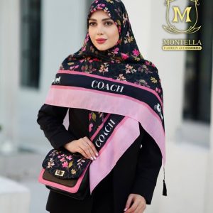 ست کیف و روسری زنانه طرح گوچی گل ریز رنگ مشک کد mo525