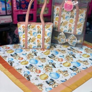 ست کیف و روسری دخترانه طرح فانتزی عروسکی خرسی کد mo533