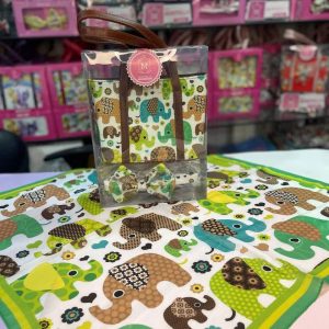 ست کیف و روسری دخترانه طرح فانتزی عروسکی فیل رنگ سبز کد mo543