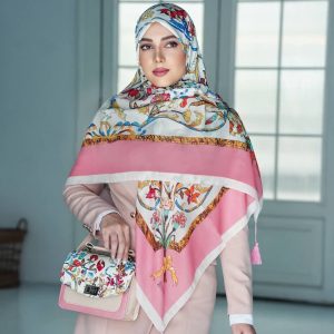 5578ست کیف و روسری زنانه طرح گل ابریشم جدید کیفیت عالی کد mo612