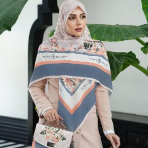ست کیف و روسری زنانه گلدار طرح توری برچ کیفیت عالی کد mo595