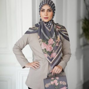 ست کیف و روسری زنانه طرح توپی گل رز صورتی کیفیت عالی کد mo584