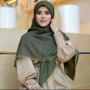 روسری اسلپ شاین رنگ بندی تمام نخی جدید زیبا حاشیه دانتل کد mo310