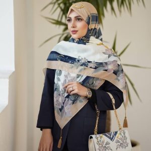 ست کیف و روسری زنانه طرح ترلان رنگ کرم نسکافه ای جدید کیفیت عالی کد mo337