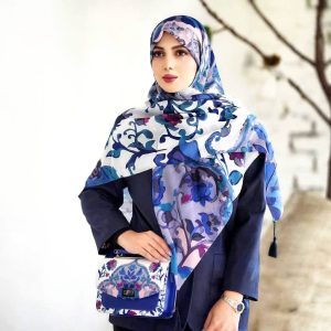 ست کیف و روسری زنانه طرح تیارا رنگ بنفش جدید کیفیت عالی  کد mo315