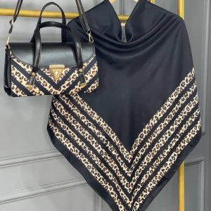ست کیف و روسری زنانه طرح جدید پلنگی رنگ مشکی کیفیت عالی کد mo393