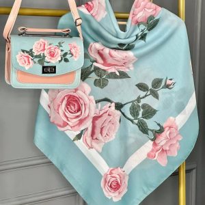 ست کیف و روسری زنانه طرح جدید رزیتا فیروزه ای کیفیت عالی کد mo465