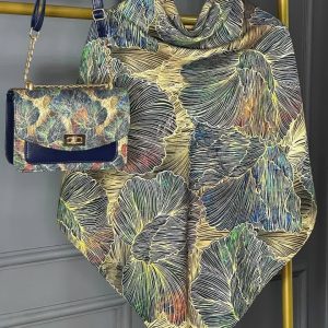 ست کیف و روسری زنانه طرح جدید رنگ سبز کیفیت عالی کد mo671