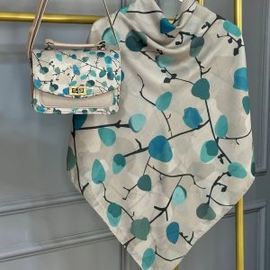 ست کیف و روسری زنانه طرح جدید گل کاغذی کیفیت عالی کد mo712