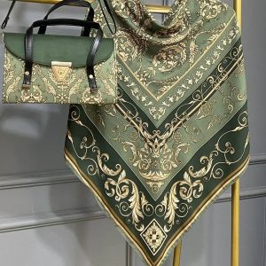 ست کیف و روسری زنانه طرح جدید الیزابت زیتونی کیفیت عالی کد mo818