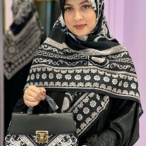 ست کیف و روسری زنانه طرح جدید سورنا مشکی طوسی کیفیت عالی کد mo816