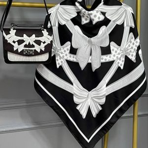 ست کیف و روسری زنانه طرح جدید پاپیون رنگ مشکی کیفیت عالی کد mo841