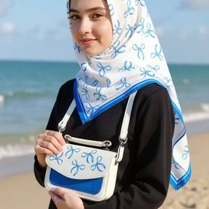 ست کیف و روسری دخترانه طرح پاپیون آبی کد mo904