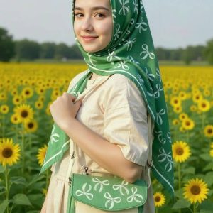 ست کیف و روسری دخترانه طرح پاپیون سبز کد mo902