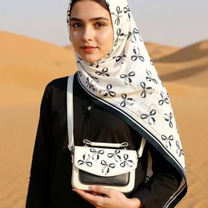 ست کیف و روسری دخترانه طرح پاپیون مشکی کد mo906