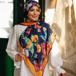 روسری زنانه حریر نخ گلدار دوردست دوز بهاره جدید کیفیت عالی با ارسال رایگان کد lo228