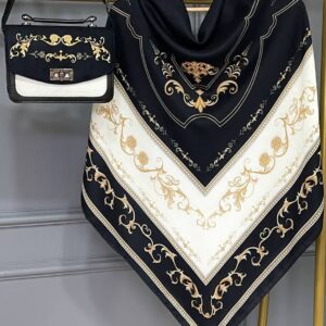 ست کیف و روسری زنانه طرح جدید سلنا رنگ مشکی کرم کیفیت عالی کد mo1013