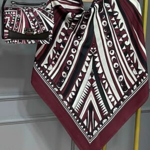 ست کیف و روسری زنانه طرح جدید ریما رنگ زرشکی کیفیت عالی کد mo1005