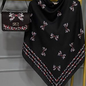 ست کیف و روسری زنانه طرح جدید رز پاپیون رنگی روسری زنانه طرح پاپیون کیفیت عالی کد mo1019